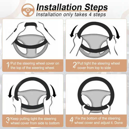 Miniatura 5 de Alpmosn Funda Elástica Extensible para Volante, Microfibra Transpirable de Seda de Hielo, Antideslizante, Accesorios de Interior de Automóvil