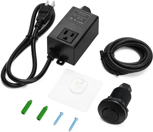Kit de interruptor de aire para eliminación de basura con botón de aire corto negro de acero inoxidable Briidea acero inoxidable negro