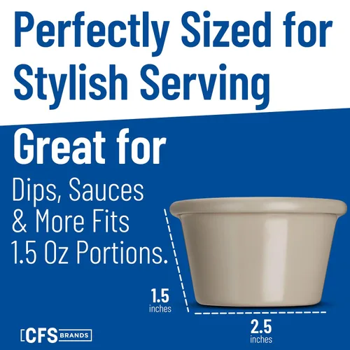 Miniatura 5 de Carlisle FoodService Products S27542 Ramekin de melamina liso, capacidad de 1.5 onzas, color hueso (caja de 48)