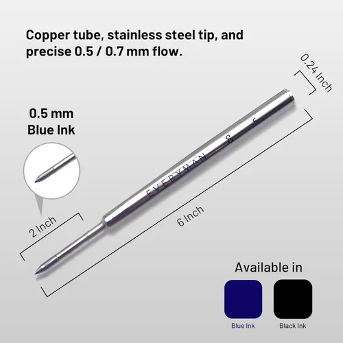 Miniatura 6 de Recargas de bolígrafo de gel Everyman Blue Grafton Premium, punta fina de 0,5 mm, cartucho de tinta de metal de escritura suave, compatible con Azul