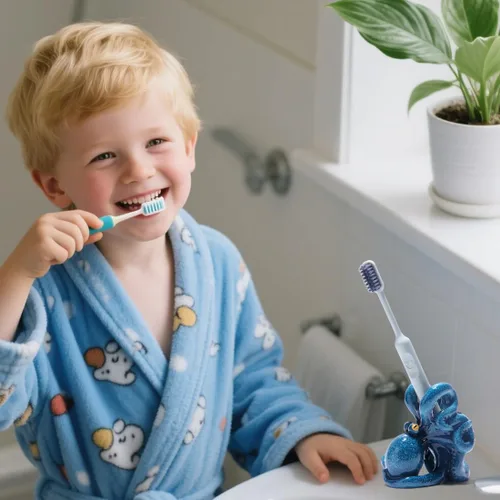 Miniatura 3 de Hodao Soporte para cepillo de dientes de pulpo, soporte de cepillo de dientes de resina único y lindo para niños y adultos, accesorios de decoración