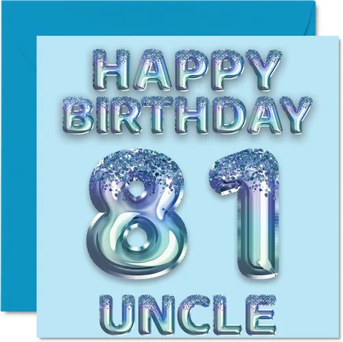 Miniatura 204 de Stuff4 Tarjeta de primer cumpleaños para niños, globo de fiesta con purpurina azul, tarjetas de feliz cumpleaños para niño de 1 año, nieto, hijo, 57