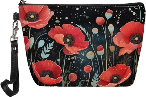 Miniatura 32 de Howilath Novedad Impreso Elegante Bolso Cosmético De Las Mujeres, Perros Animales Perezoso Diseño Floral Niña Trapezoide Cosméticos Bolsa De