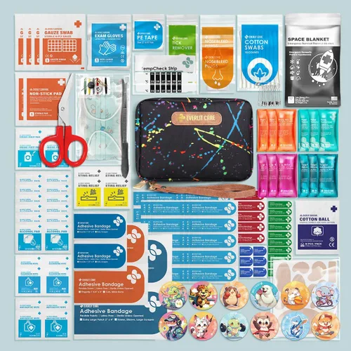 Miniatura 2 de EVERLIT Care Rescue Pack Kit de primeros auxilios para la familia para niños con 200 piezas de suministros médicos Bolsa de almacenamiento