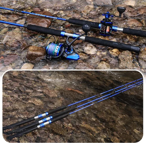 Miniatura 6 de Sougayilang Caña de pescar para bagre, 2 piezas de caña de pescar portátil de viaje MH/H/EH Power Caña de pesca de gato para spinning y casting