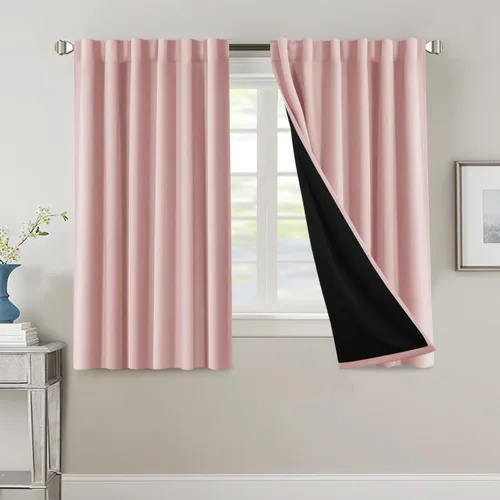 Miniatura 55 de H.VERSAILTEX Cortinas 100% opacas para dormitorio con forro negro, cortinas de oscurecimiento de habitación completa, con aislamiento térmico