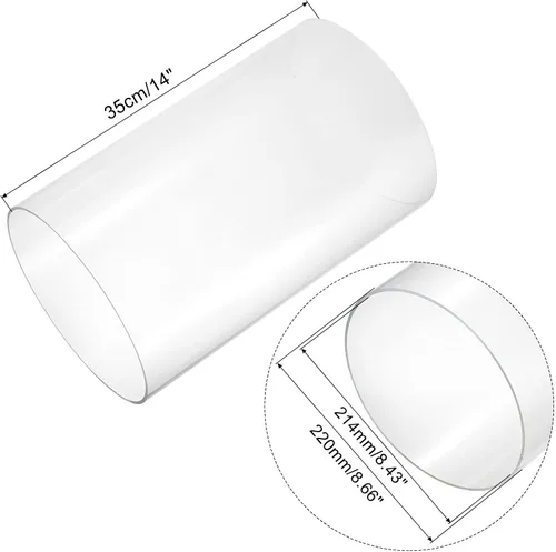 Miniatura 2 de MECCANIXITY Tubo de acrílico transparente rígido redondo 214mm(8.4") DI 220mm(8.7") DE 14" para lámparas y linternas, sistema de refrigeración por