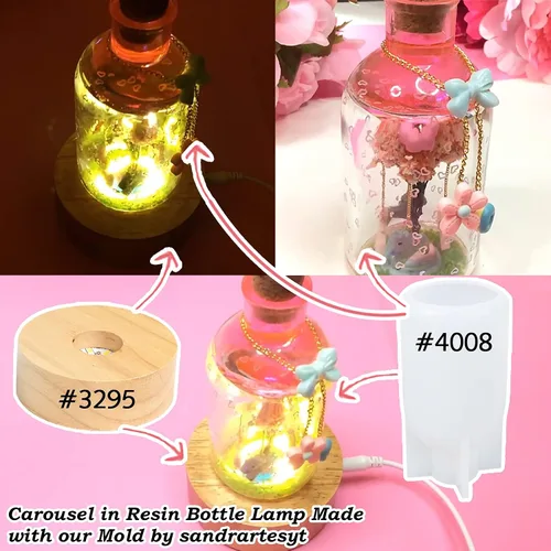 Miniatura 3 de Moldes de silicona de fundición de resina epoxi con lámpara USB y juego de 5 corchos