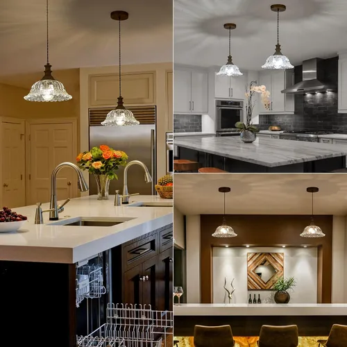 Miniatura 3 de HDDFL Lámparas Colgantes de Vidrio Modernas Accesorios de Iluminación Colgante Lámpara Colgante Acabado Cepillado Accesorio de Luz Colgante