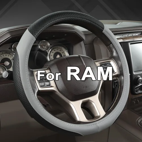 Miniatura 11 de West Llama Funda personalizada para volante de automóvil con textura 3D para Dodge RAM 1500 2500 3500, 15.5-16 pulgadas (negro + rojo, tamaño grande)