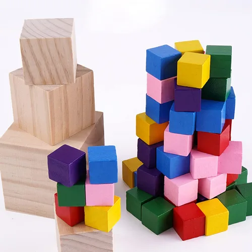 Miniatura 6 de Tosnail Paquete de 150 cubos de madera sin terminar de 1 pulgada, bloques de madera en blanco para hacer manualidades