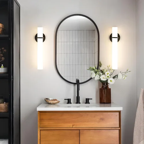 Miniatura 2 de AIJIASI Apliques de Pared Negros Juego de 2, Apliques de Baño de 18 pulgadas con Pantalla Acrílica 18W 3000K LED Regulables Apliques de Pared