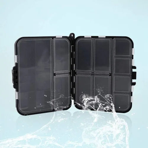 Miniatura 9 de Cajas de aparejos de pesca, caja organizadora de pesca portátil, 26 compartimentos individuales, caja de almacenamiento de cebos de pesca, caja
