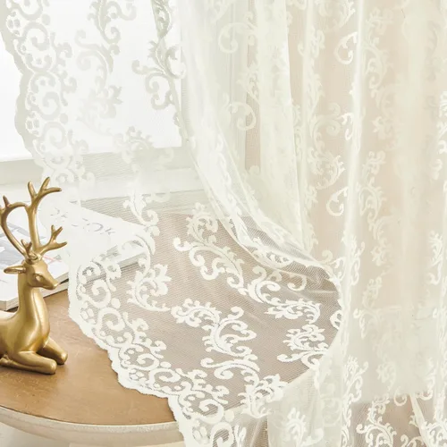 Miniatura 20 de Cortinas de encaje transparentes FOLKSIDE de 72 pulgadas de largo, juego de 2 cortinas florales victorianas de paisley para sala de estar, recámara