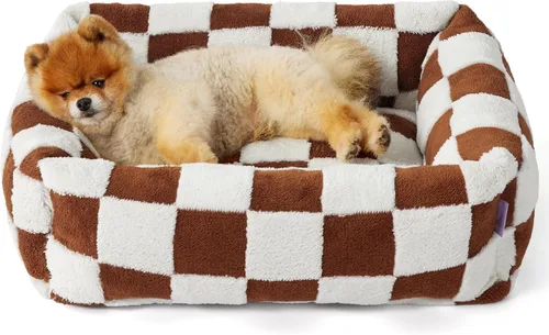 Miniatura 17 de LE SURE Bonita cama para perros y gatos pequeños, camas lavables para cachorros, acogedor sofá ortopédico rectangular para mascotas con felpa
