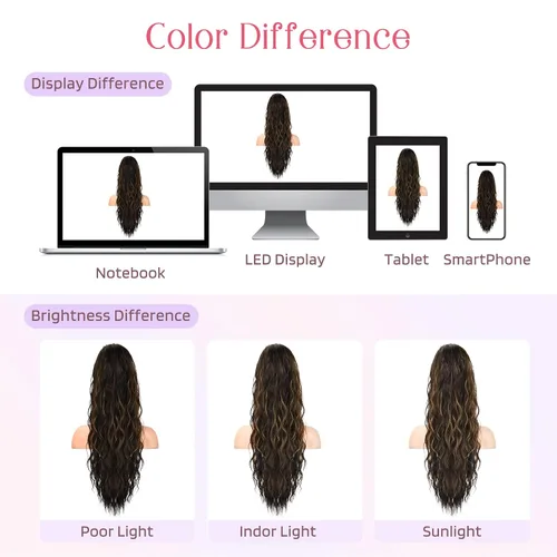 Miniatura 6 de HOOJIH Extensión de cola de caballo, extensiones de cabello con cordón para cola de caballo de 26 pulgadas de largo, pelo rizado y ondulado natural