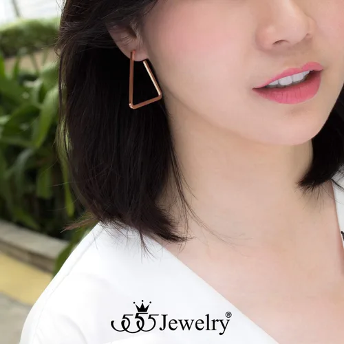 Miniatura 2 de 555Jewelry - Pendientes de triángulo de acero inoxidable para mujer