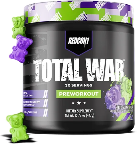 Miniatura 15 de REDCON1 Total War - Suplemento para antes del entrenamiento, Uva - Preentrenamiento con cafeína de acción rápida para hombres + mujeres con beta