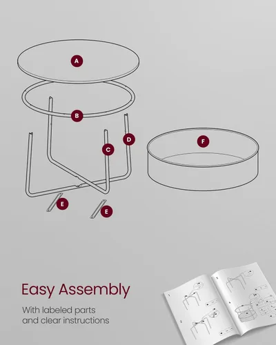 Miniatura 6 de VASAGLE Colección LILEA - Mesa de centro con almacenamiento, mesa redonda para sala de estar con cesta de tela, estilo moderno, marco de metal