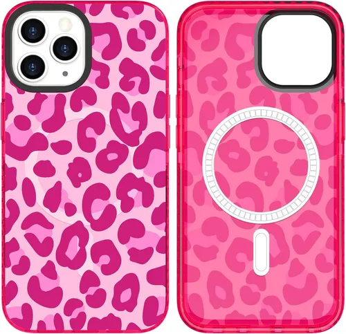 Miniatura 8 de SAKUULO Funda magnética para iPhone 11 Pro Max [Compatible con MagSafe] Patrón de Estampado de Leopardo Gris Claro Funda de Carga Inalámbrica