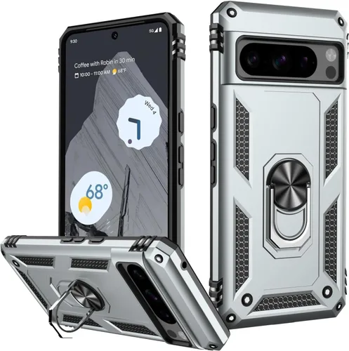 Miniatura 97 de LUMARKE Funda para Google Pixel 5 con protector de pantalla, pasa 16 pies, probada en caídas, grado militar, con soporte de anillo magnético, Rojo