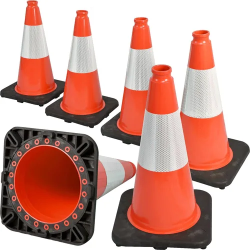 Miniatura 17 de Paquete de 6 conos de tráfico de PVC extra grandes de 36 pulgadas con base resistente, conos de seguridad de alta visibilidad para todo