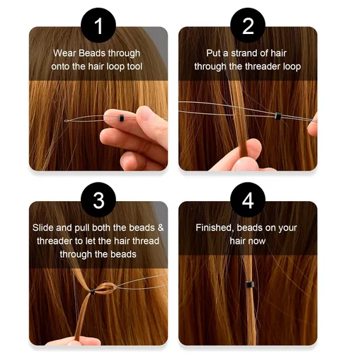 Miniatura 6 de NEWISHTOOL Kit de Extensiones de Cabello con Microenlaces, Alicates para Extensiones de Cabello con Cuentas, Aguja de Lazo y Gancho de Tracción