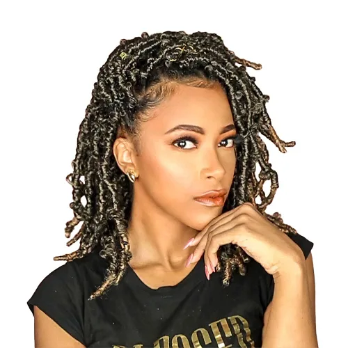 Miniatura 14 de Niseyo 6 paquetes de trenzas de ganchillo suaves de mariposa de 10 pulgadas, hechas a mano, preenlazadas, color negro oscuro, trenzas de mariposa