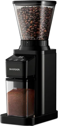 SHARDOR Molinillo de café profesional con rebabas cónicas, molinillo de granos de café con 48 ajustes de molienda para expreso, goteo y prensa Negro
