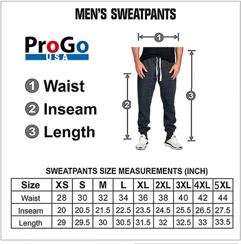 Miniatura 7 de PROGO USA Pantalones deportivos básicos de forro polar jaspeado para hombre, cintura elástica
