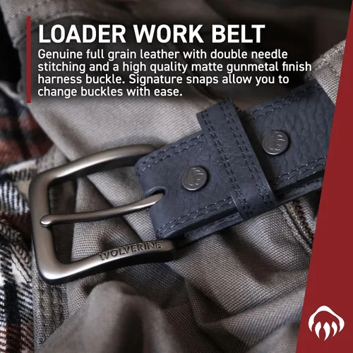 Miniatura 5 de Wolverine Men's Full Grain Leather Work Belt Workwear Heavy Duty Utility Rugged Durable Metal Buckle
