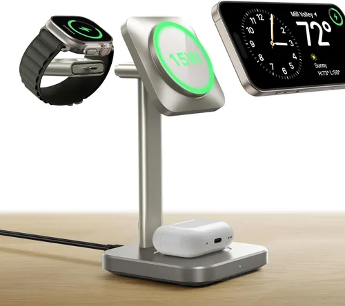 Miniatura 9 de ESR estación de carga inalámbrica 3 en 1, cargador certificado para Apple Watch, soporte de cargador MagSafe de 15W para iPhone, cargador