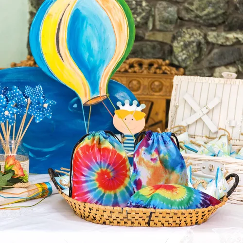 Miniatura 7 de 24 bolsas de regalo de fiesta de teñido anudado con cordón, bolsa de regalo de cumpleaños, bolsa de golosinas coloridas, bolsas de poliéster