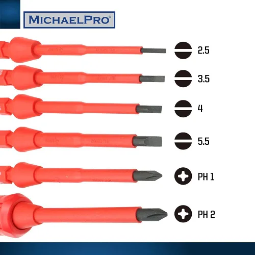 Miniatura 3 de MichaelPro Juego de destornilladores aislados, destornillador aislado de 1000 voltios con cuchillas intercambiables, bolsa de herramientas