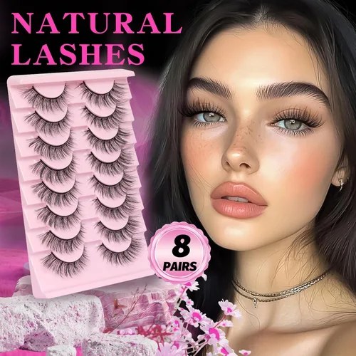 Miniatura 94 de Veleasha Pestañas postizas de manga puntiagudas, 100% hechas a mano, aspecto natural, pestañas postizas ligeras con banda transparente suave