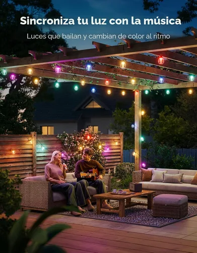 Miniatura 4 de Govee Guirnalda de luces transparentes para exteriores, 96 pies, RGBWIC regulables, luces de patio y patio trasero con 30 bombillas LED, 111 modos