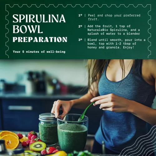 Miniatura 4 de NaturaleBio Polvo de espirulina orgánico 1 libra de algas espirulina en polvo natural y crudo. Vegano y puro. Cultivado en la India en Tamil Nadu.