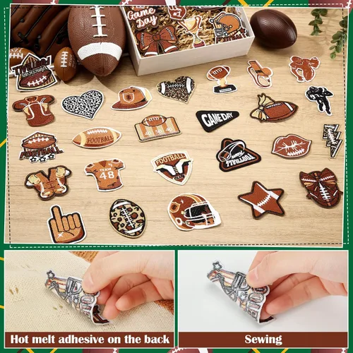 Miniatura 2 de HunnmingRe 72 piezas de parches de fútbol para planchar con bordado de chenilla, parches de fútbol para gorras, 36 estilos de apliques deportivos