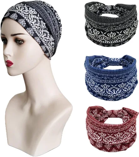 Miniatura 28 de K-Elewon Paquete de 3 diademas elásticas anchas para mujer, bandas para el cabello para yoga, deportes