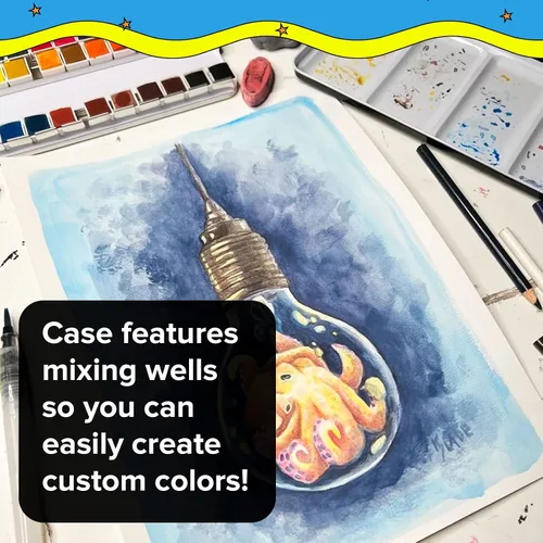 Miniatura 5 de Juego de pintura de acuarela profesional, 36 colores de agua, kit de pintura con paleta y pincel, pinturas de acuarela portátiles para viajes