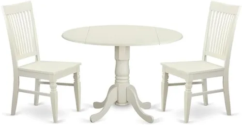 Miniatura 10 de East West Furniture DLWE3-BCH-W Dublin - Juego de cocina de 3 piezas que contiene una mesa redonda con gotas y 2 sillas de comedor, 42 x 42 Negro