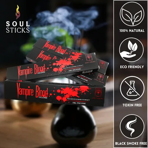 Miniatura 2 de SOUL STICKS Varillas de incienso con fragancia de sangre de vampiro (paquete de 4 unidades cada 0.53 oz) de incienso de fragancia natural Agarbatti
