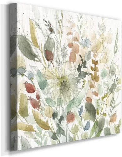 Miniatura 2 de WEXFORD HOME Cuadro Premium en Lienzo con Envoltura de Galería Floral Multicolor para Pared, Arte Abstracto Floral Romántico Moderno, Impresión