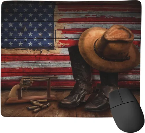 Miniatura 2 de American Western Cowboy - Alfombrilla de mouse antideslizante con borde cosido, base de goma para laptop, trabajo y hogar, 7 x 9 pulgadas
