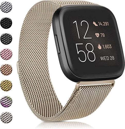 Miniatura 9 de Amzpas - Bandas compatibles con Fitbit Versa 2 / Fitbit Versa SE/Fitbit Versa Lite/Fitbit Versa, correas de malla de acero inoxidable transpirable