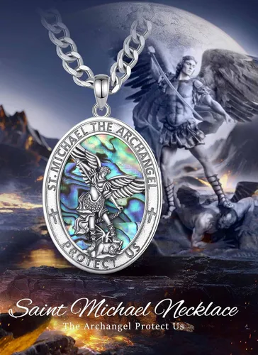 Miniatura 76 de CELESTIA Medallas de plata de ley 925 San Miguel/San Cristóbal/San Benito/San Gabriel/Virgen María/Jesús/Caravaca/Metatrón/Sello de los Siete