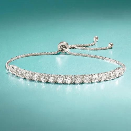 Miniatura 4 de Ross-Simons Pulsera Bolo de 400 quilates en plata de ley Circonita cúbica circonita