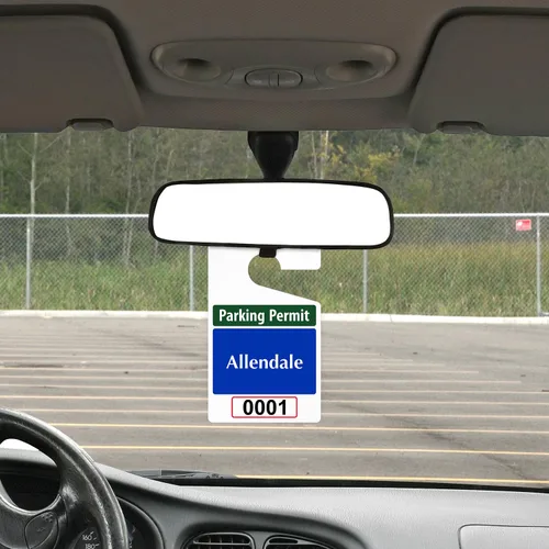 Miniatura 3 de SmartSign Paquete de 50 etiquetas colgantes personalizadas para permiso de estacionamiento con texto en inglés «Add Your Number» 3 x 5 pulgadas