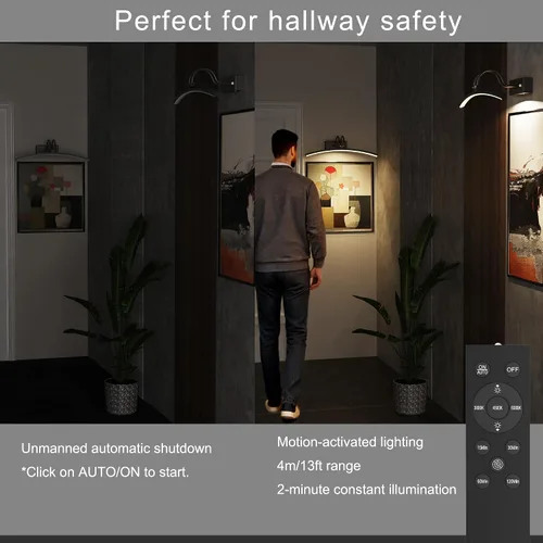 Miniatura 3 de PAIHOME Luces para fotos en la pared, luz magnética recargable con sensor de movimiento inteligente, control remoto regulable y temporizador