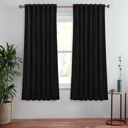 Miniatura 50 de StangH Cortinas de terciopelo súper suaves con pestaña trasera, cortinas azul marino para puerta corredera, decoración de lujo, cortinas opacas